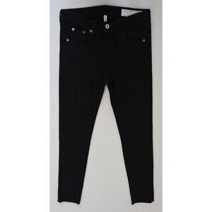 Rag & Bone Women's Sz 27 Black Raw Hem Mid-Rise Ankle Skinny Denim Jeans